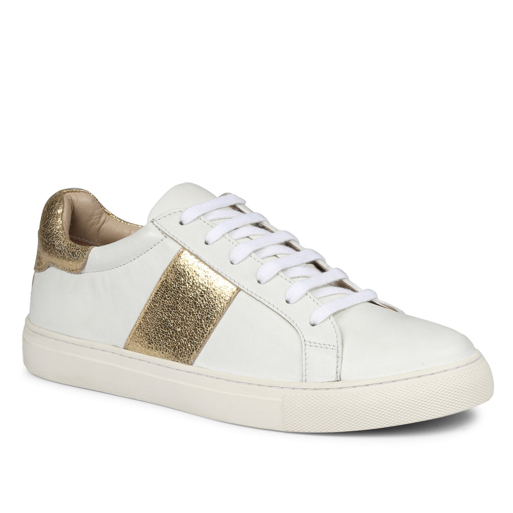 Saint Elen White and Gold Leather Sneakers