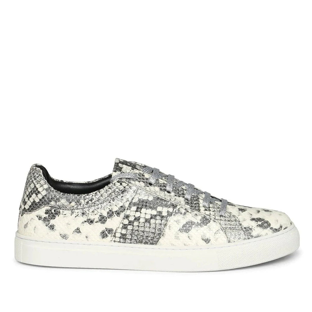 Saint Elined Grey Python Print Leather Sneakers