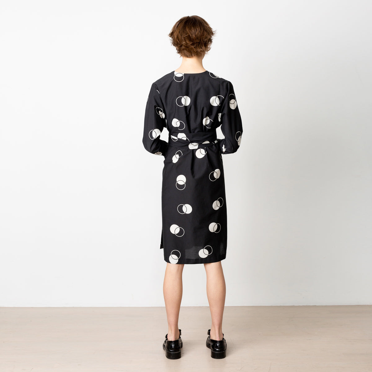 Wrap dress middle silk/cotton dots