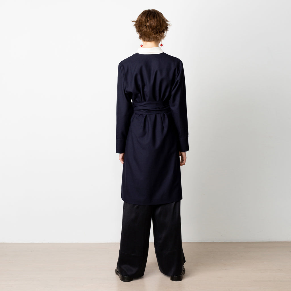 Wrap dress middle wool navy