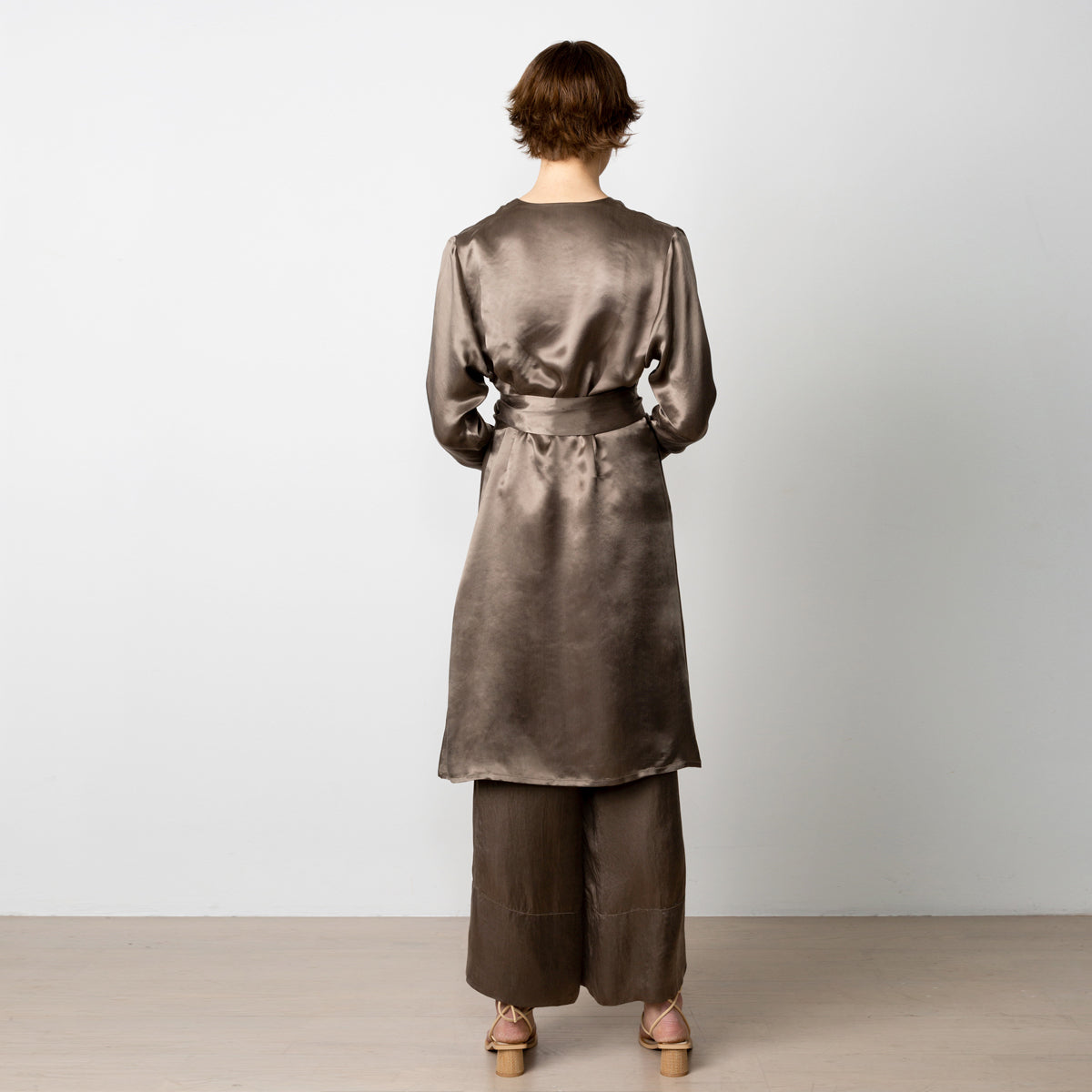 Wrap dress cupro middle taupe