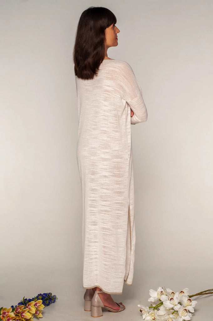 Long Caftan - White and Beige