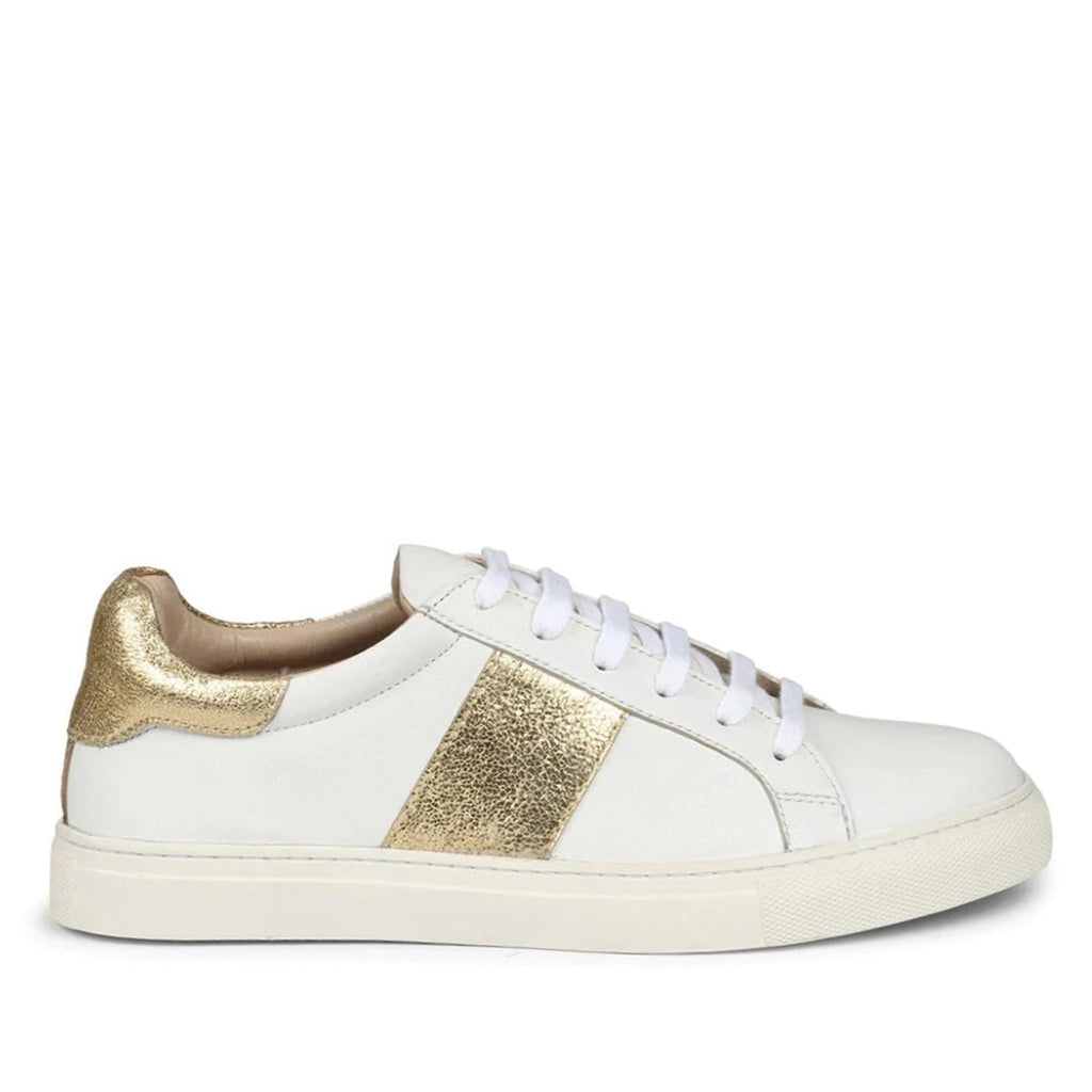 Saint Elen White and Gold Leather Sneakers