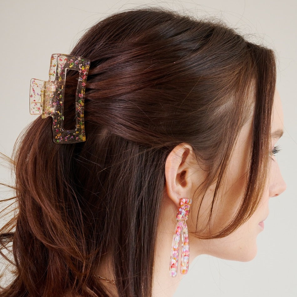 Rectangle Floral Hair Claw