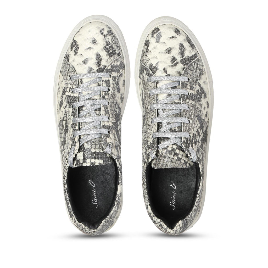 Saint Elined Grey Python Print Leather Sneakers