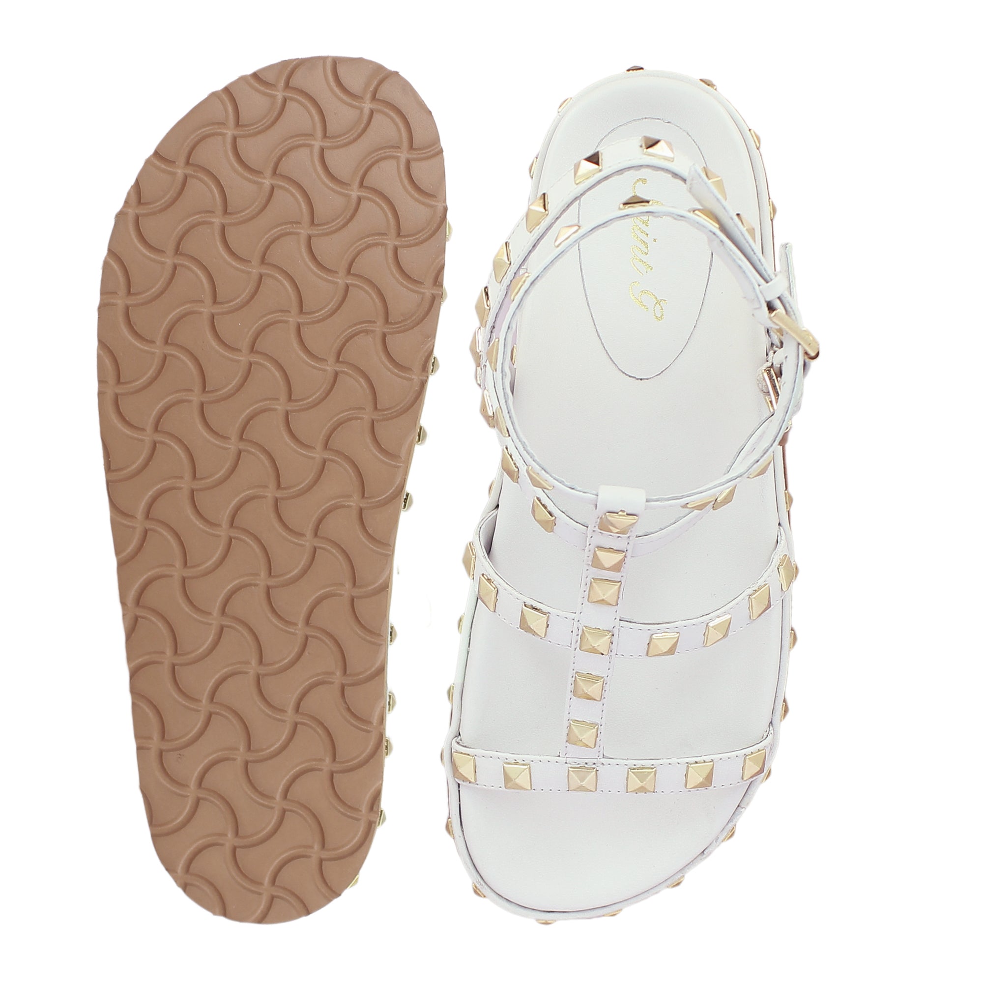 Alicia Studded Strappy Sandals - White
