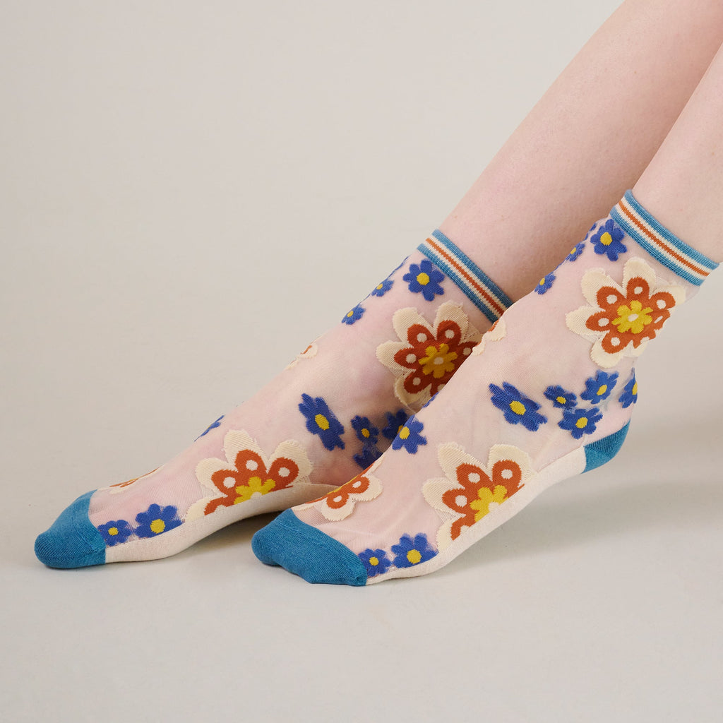 Floral Sheer Printed Socks