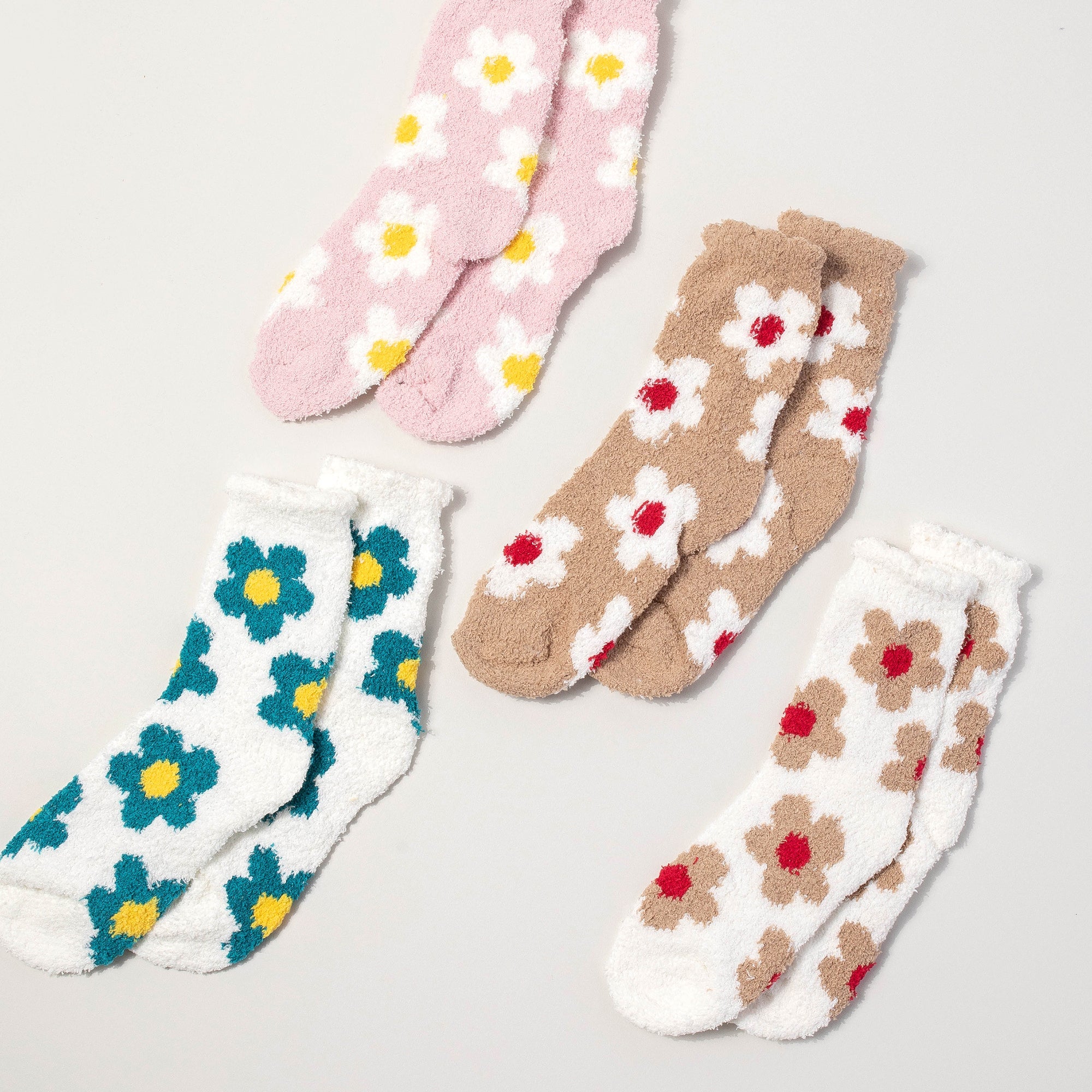 12 Assorted Floral Print Sleep Socks