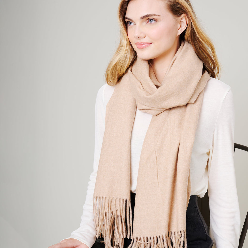 Cashmere blend Oblong Scarf with Tassel