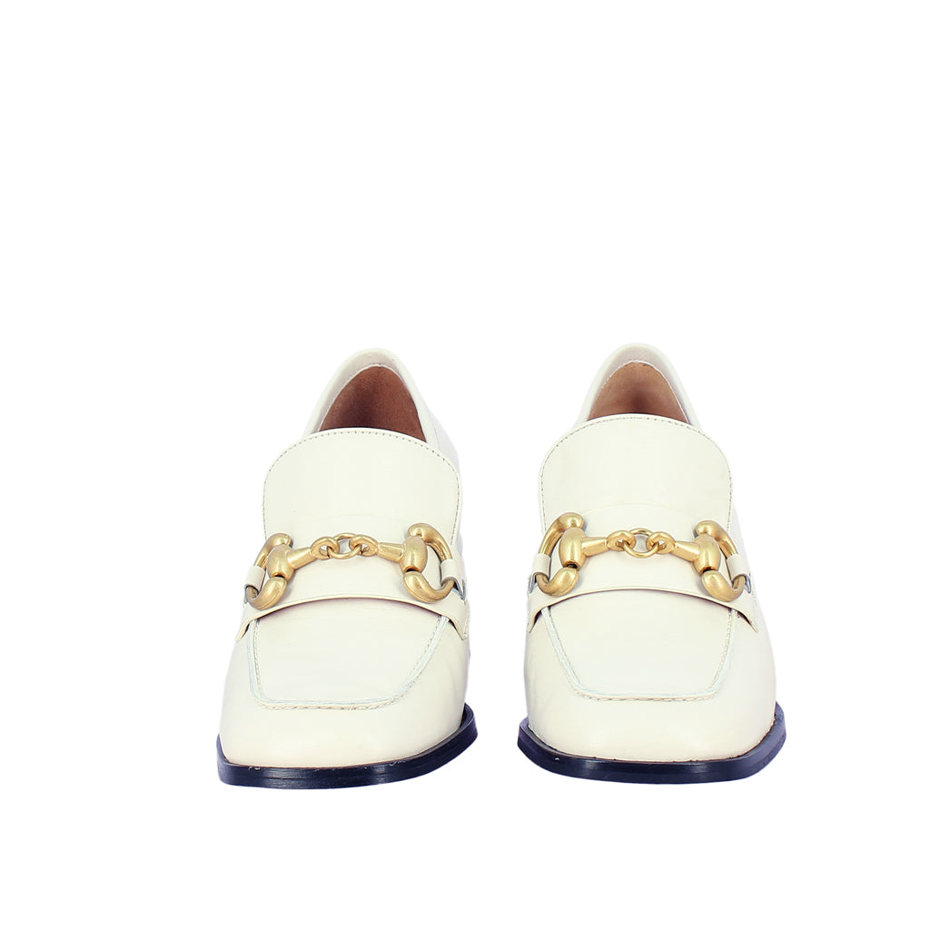 Saint Amara White Distressed Leather Handcrafted Moccasins