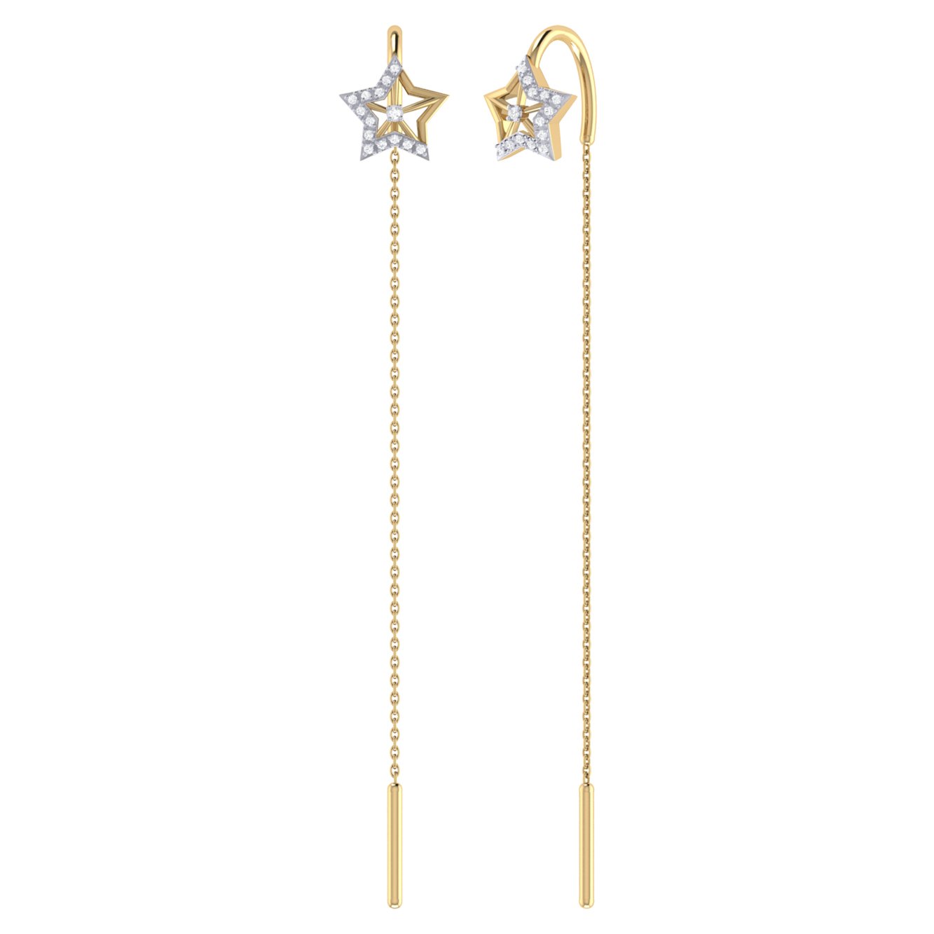 Lucky Star Tack-In Diamond Earrings in 14K Yellow Gold