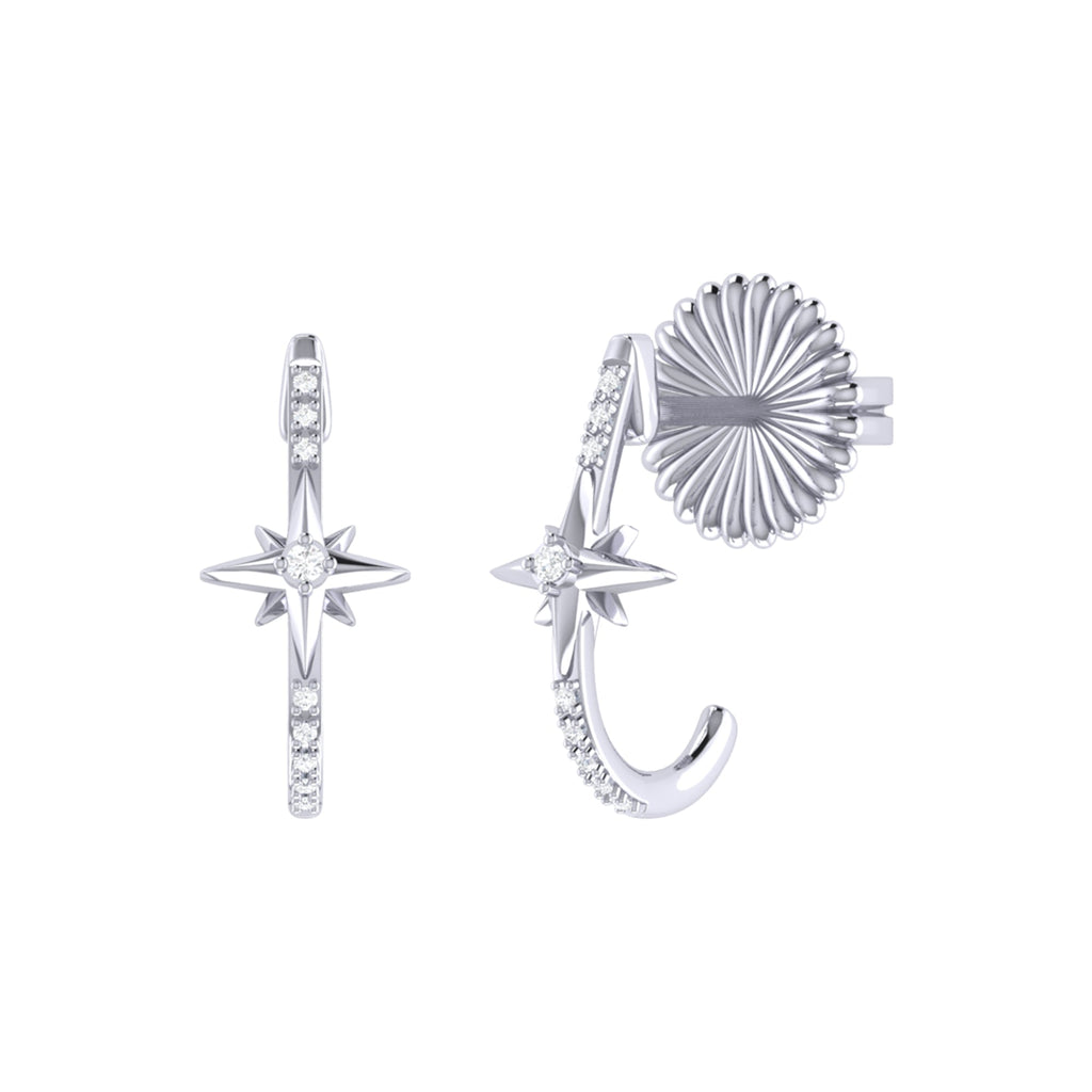Starry Night Diamond Star Earrings in Sterling Silver