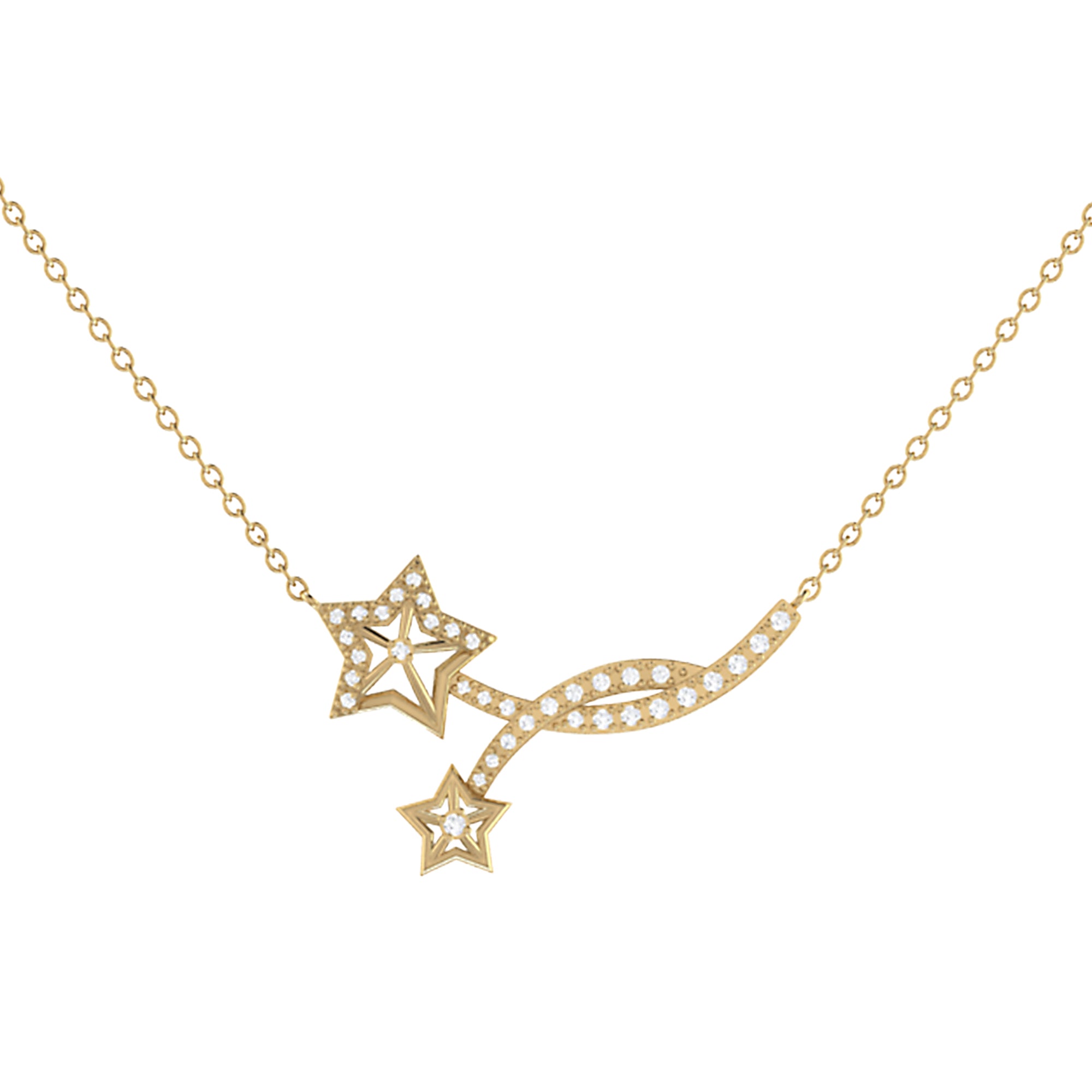 Divergent Stars Diamond Necklace in 14K Yellow Gold