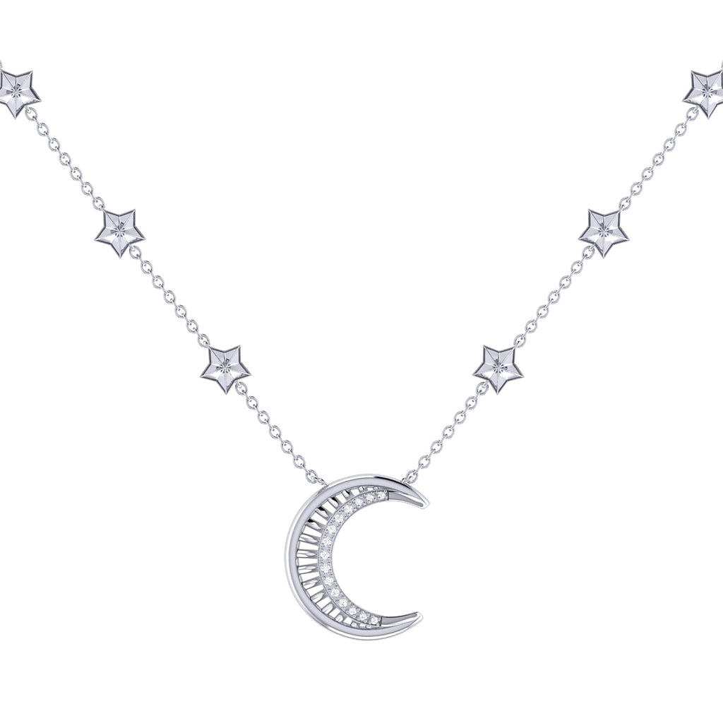 Starry Lane Moon Diamond Necklace in 14K White Gold