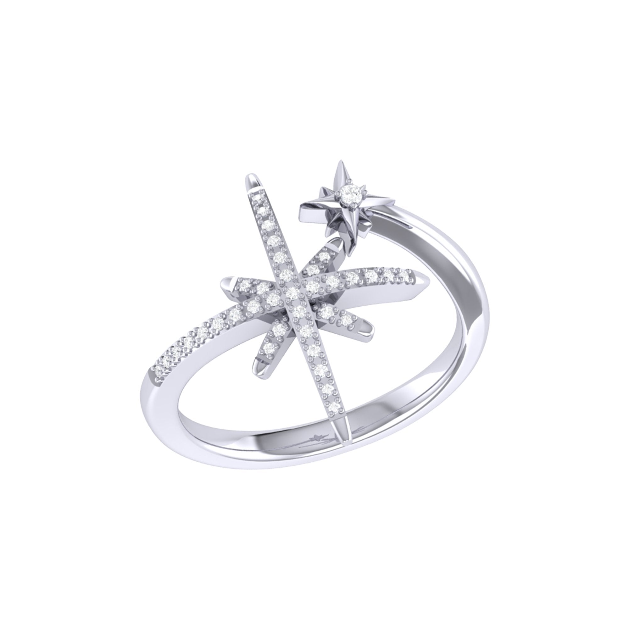 North Star Duo Diamond Ring in 14K White Gold