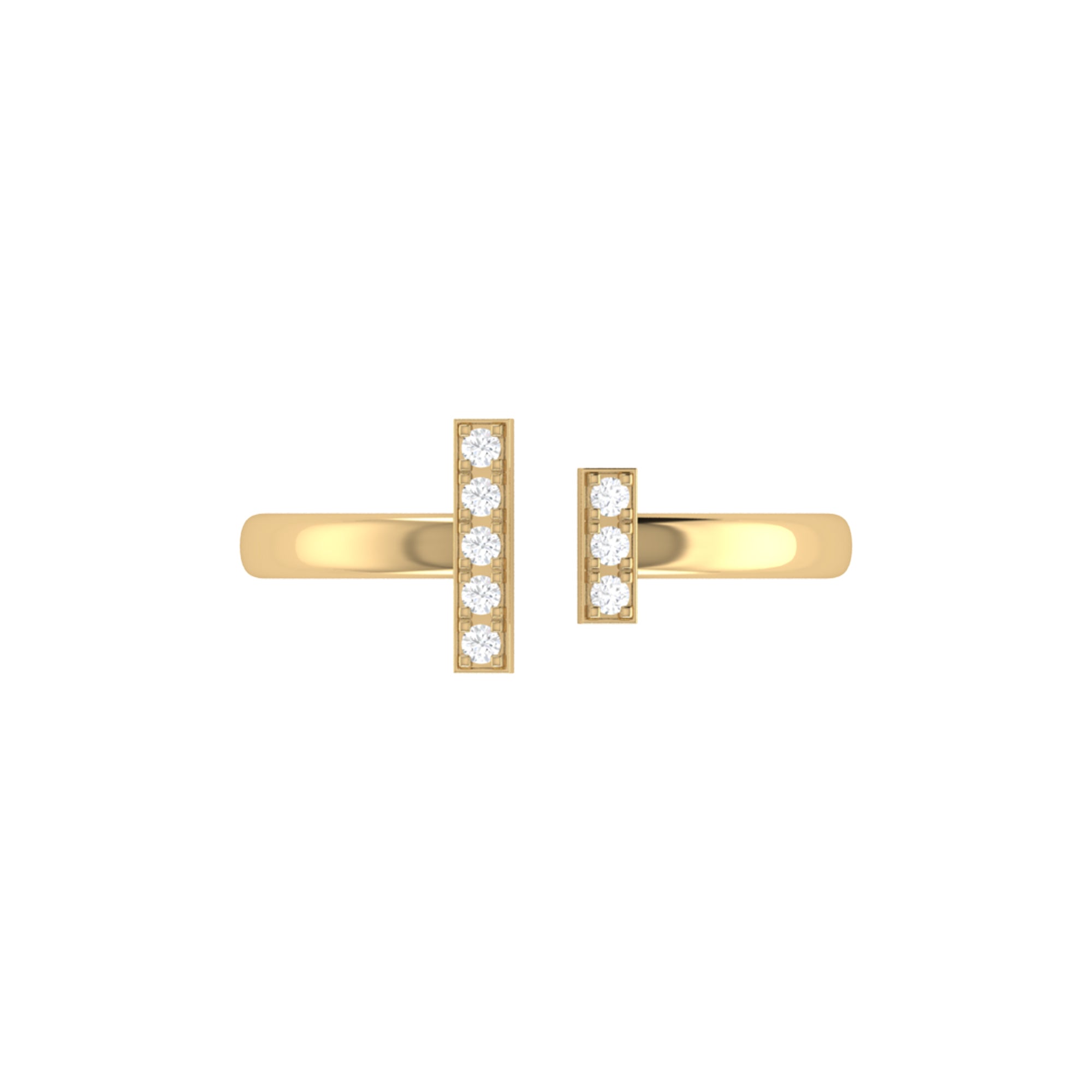 Parallel Park Double Diamond Bar Open Ring in 14K Yellow Gold Vermeil on Sterling Silver