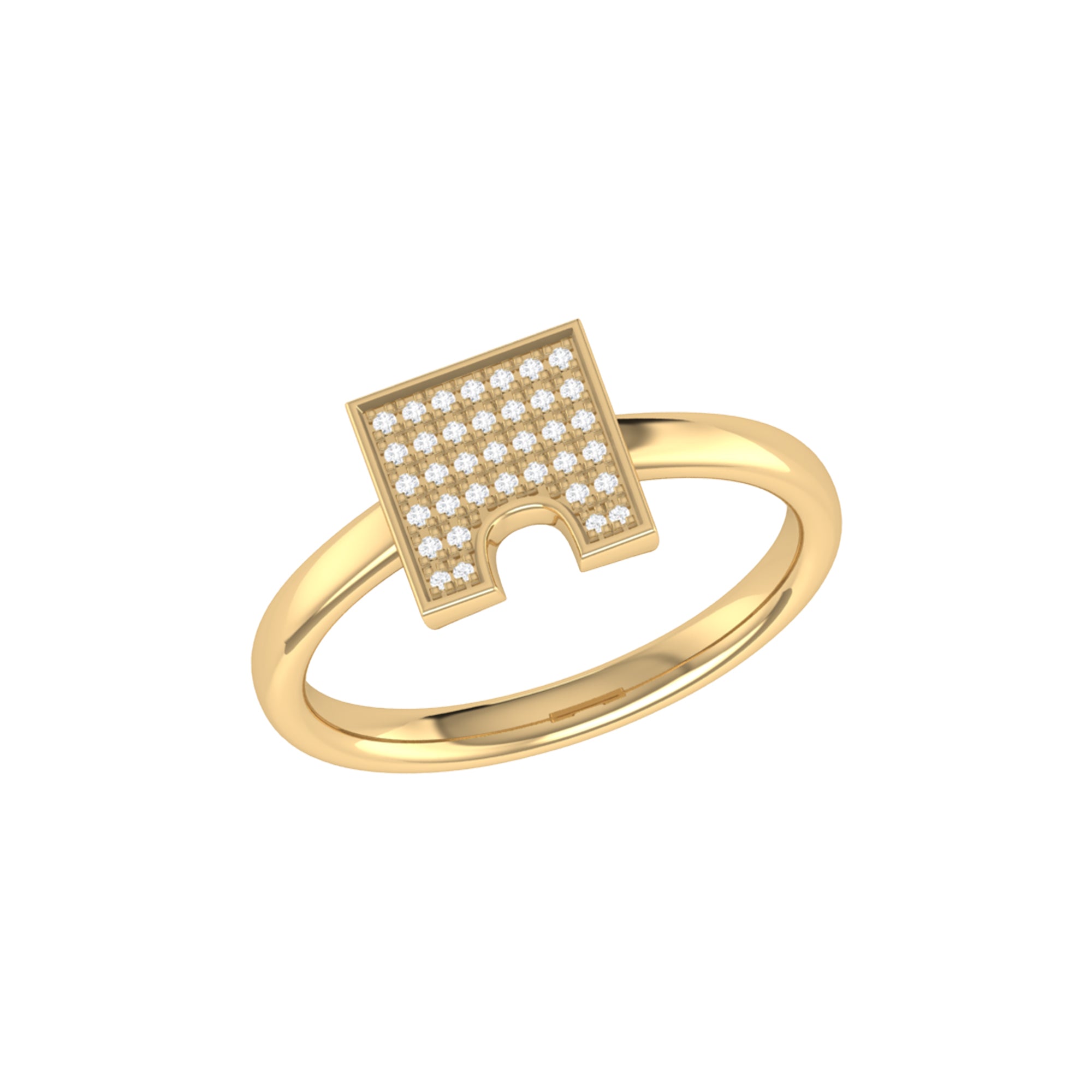 City Arches Square Diamond Ring in 14K Yellow Gold Vermeil on Sterling Silver