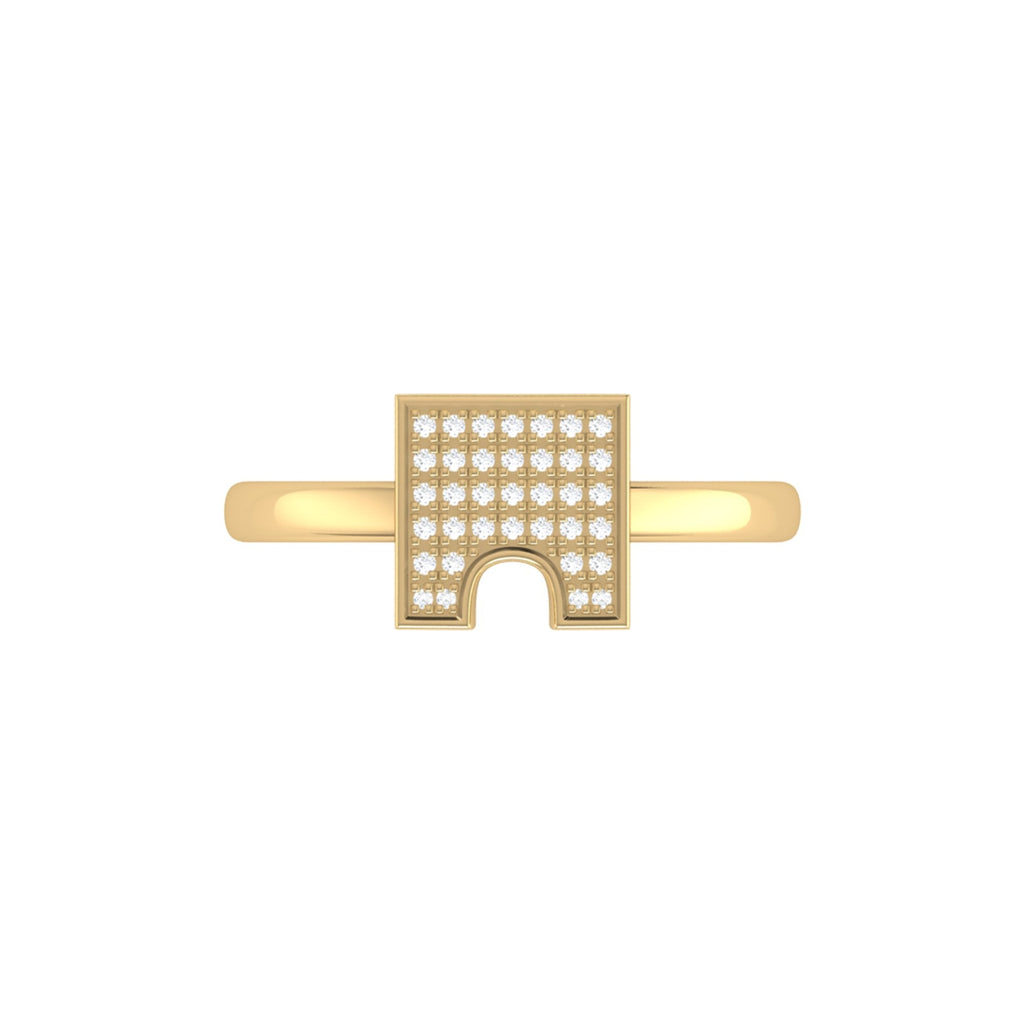 City Arches Square Diamond Ring in 14K Yellow Gold