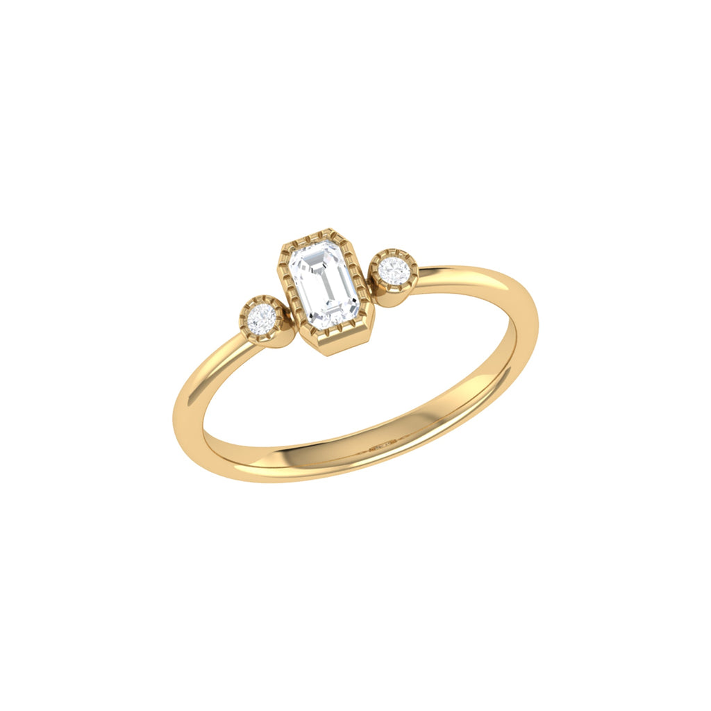 Emerald Cut Diamond Birthstone Ring In 14K Yellow Gold