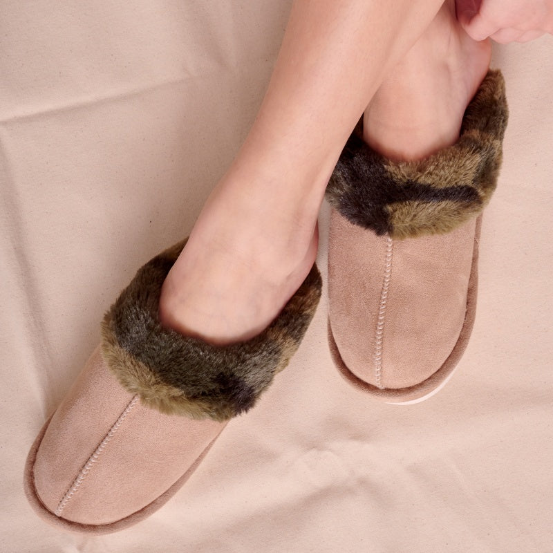 Faux Suede Slippers with Soft Lining