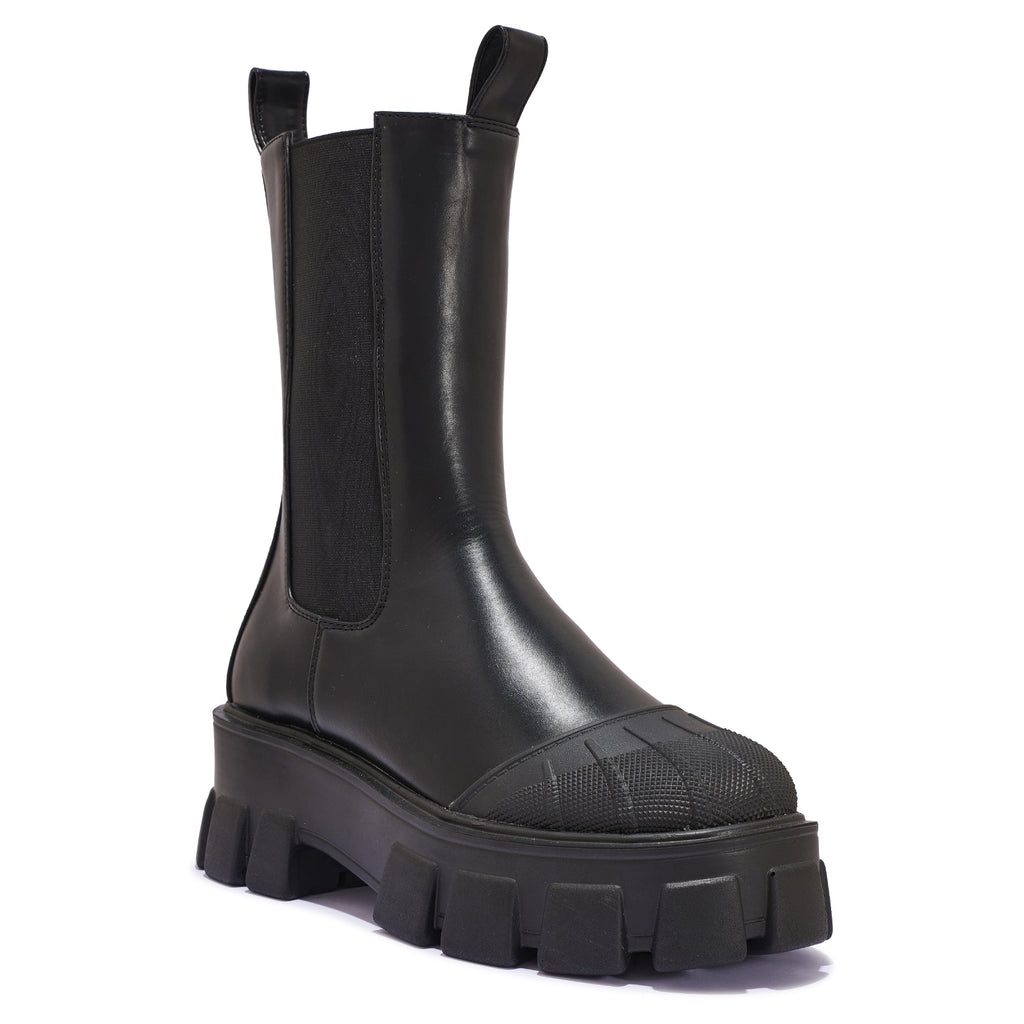 CHAMP4 - CALF LENGTH STRETCH PANEL EXTREME CHUNKY BOOT