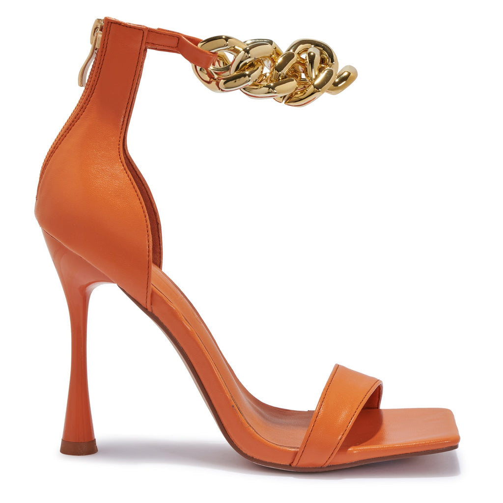 OYSTER25 - CHUNKY CHAIN DETAIL FLARE HEEL SANDAL