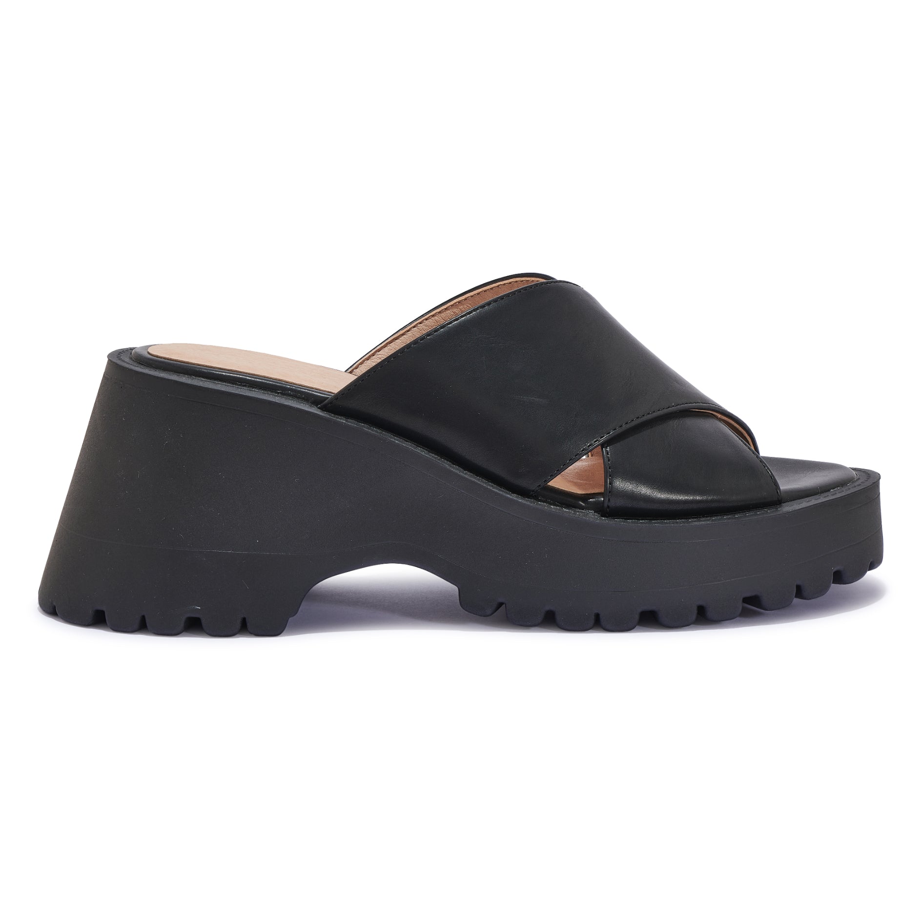 SANZ3 - CROSSOVER STRAP CLEATED WEDGE HEEL SANDAL