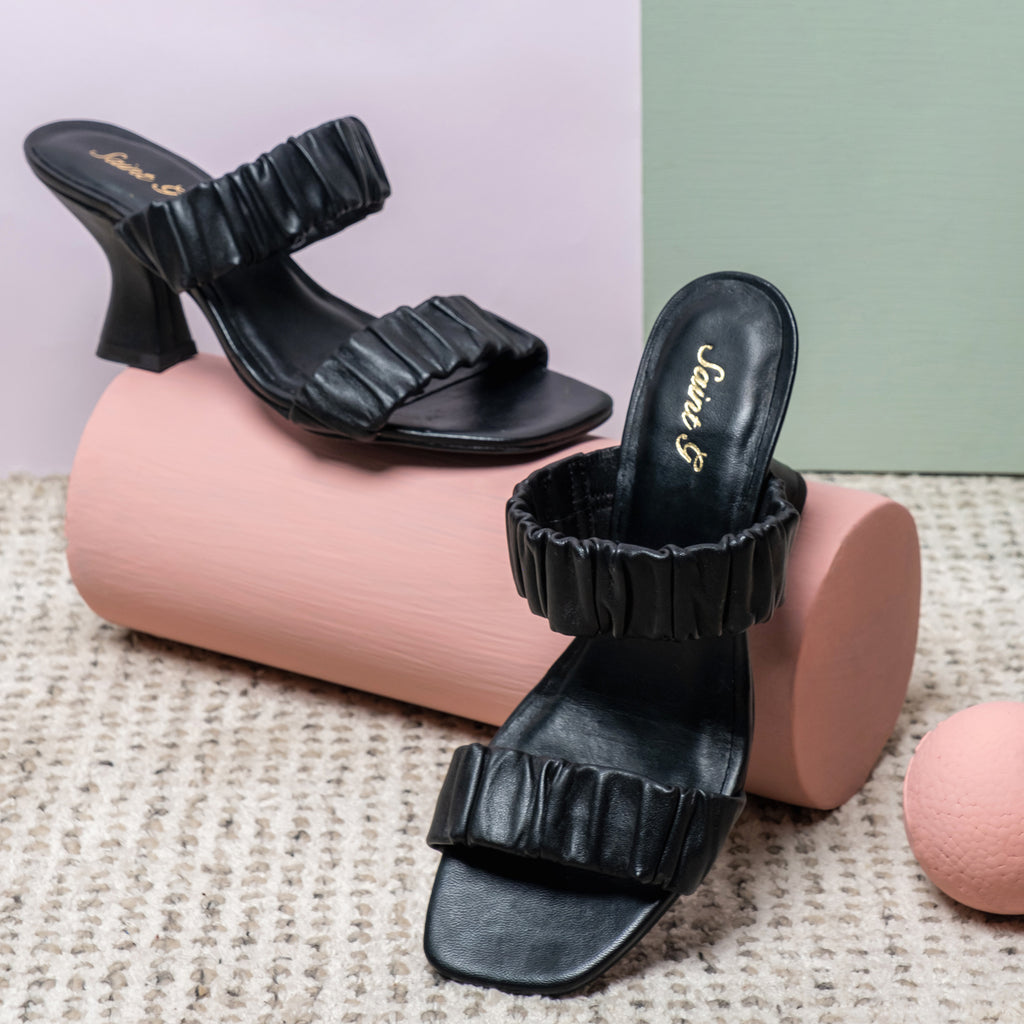 Saint Ariana Black Leather Heels